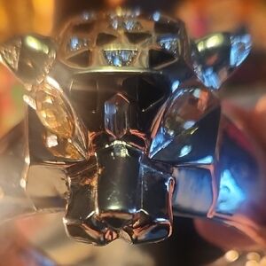 Silver Panther Bracelet with Black Accents